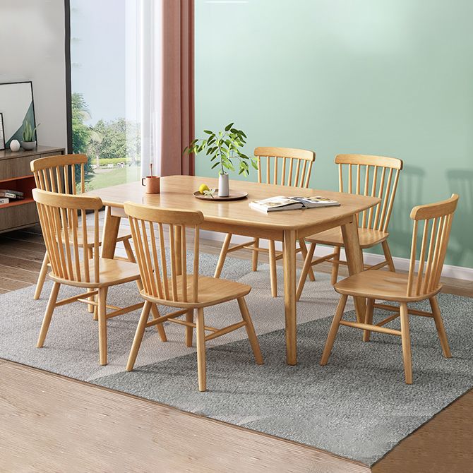 Mesa de comedor de madera sólida de estilo de goma moderno Mesa rectangular con 4 patas para comedor