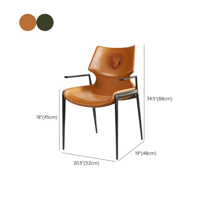 Faux Leather Dining Chairs Industrial Style Patio Dining Chair with Black Legs