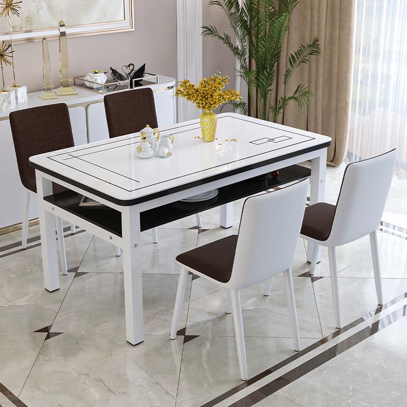 Modern Tempered Glass Desktop Rectangle Dining Table for Dining Room