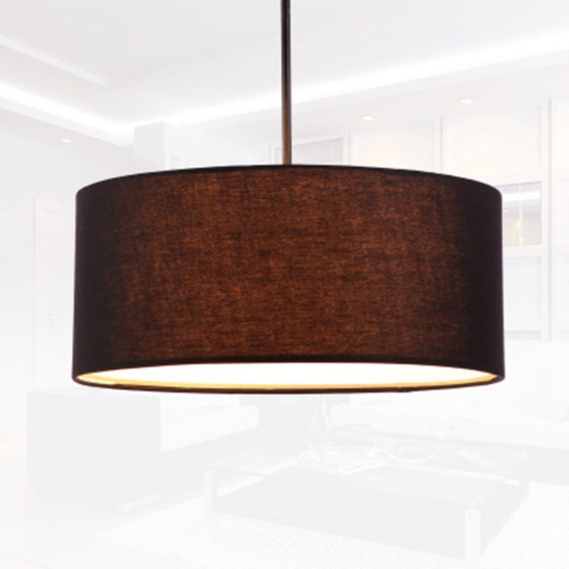 Lampada sospesa in tessuto in tessuto tamburo Modern Minimalist 1 Luce a sospensione Luce per camera da letto