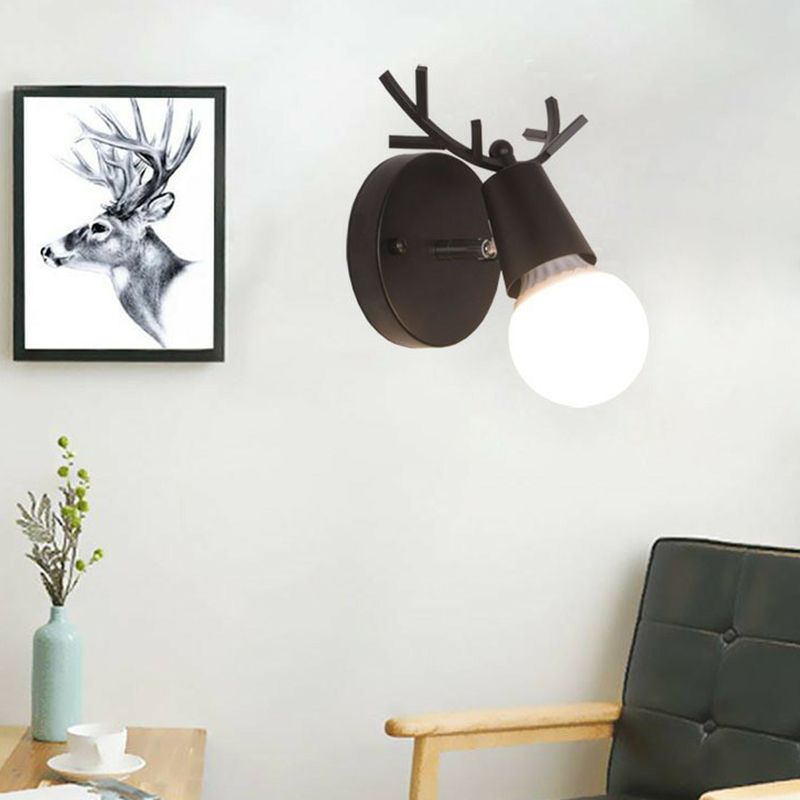 Antler Wall Mounted Reading Light Nordic Metal 1-Light Bedside Wall Lamp with Pivot Joint