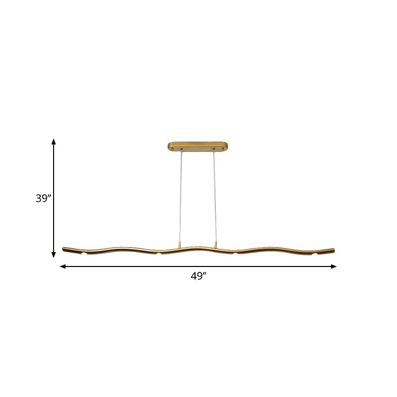 Luce sospensione in linea con ondata in legno Luce semplice a LED METALLICA Lampadella in luce calda/bianca