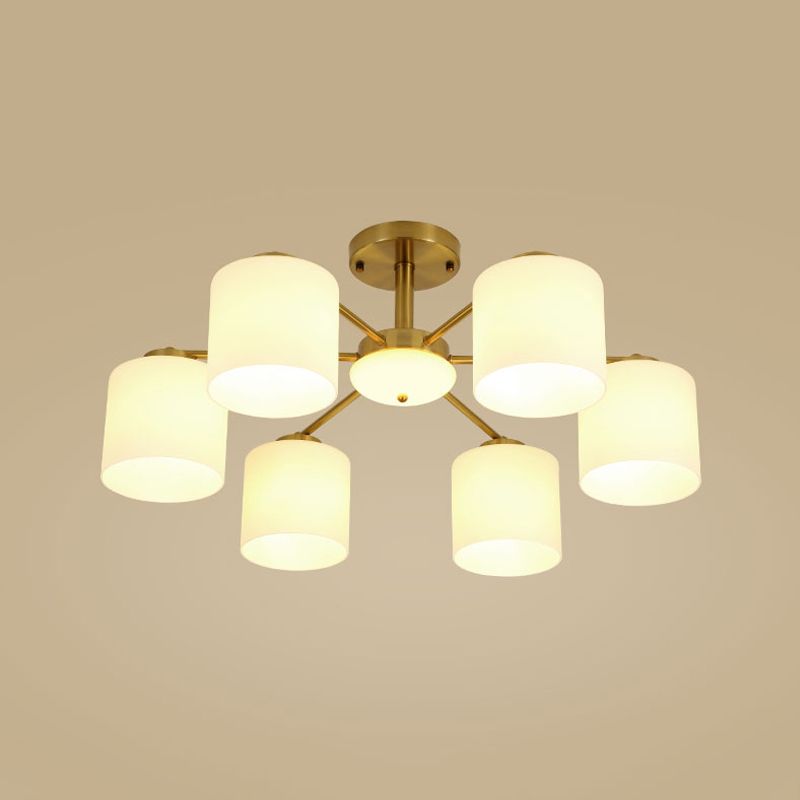 Luces de montaje de semi rascijada de estilo modernista Cilíndrico Cilindro de lámpara de techo de vidrio en oro