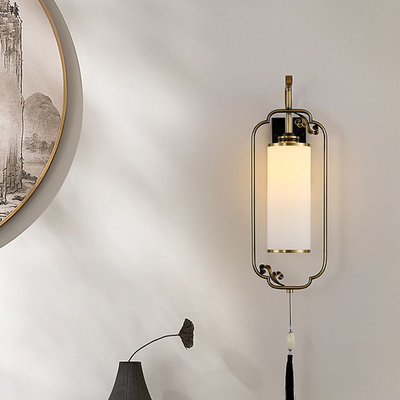 Contemporary Cylinder Wall Mounted Light Glass 1-Light Wall Lamps for Living Room