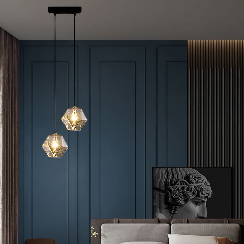 Verre géométrique suspendue Lumière Créative 1 Livrage léger Pendant le suspension moderne