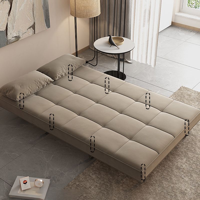 Glam Cushion Back Sleeper Sofa Solid Color Armless Sofa Bed with Pillows