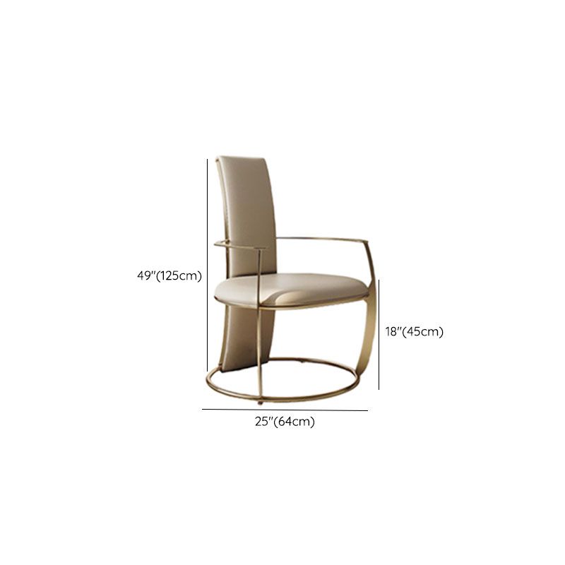 Upholstered Arm Chair Glam Style Metal Dining Chairs for Dining Room