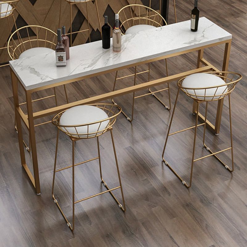 Faux Marble Bar Table Set Glam Style 1/3/5 Pieces Rectangle Counter Table