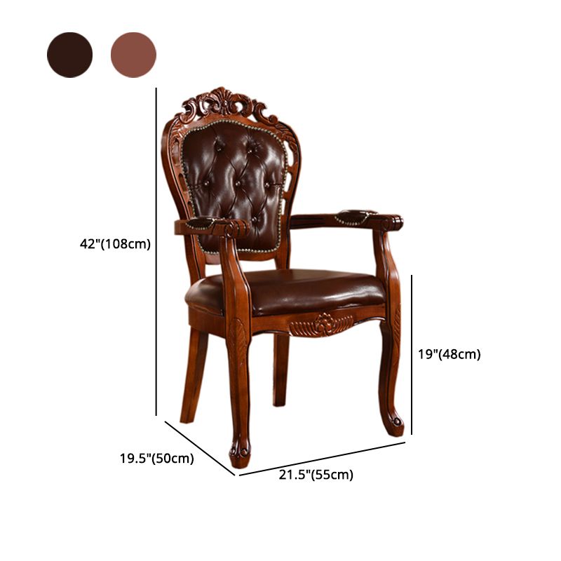 Sillones de comedor victorianos tapizados Sillones capitoné con patas de madera (juego de 2)