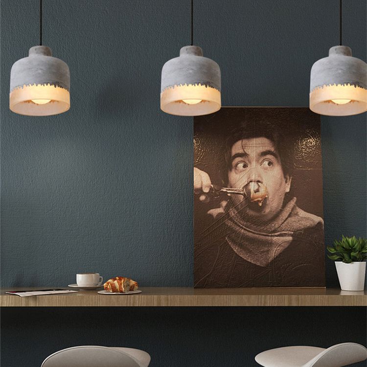 1-leichte graue Schatten-Anhängerlampe moderne minimalistische Zementlampe für Wohnzimmer