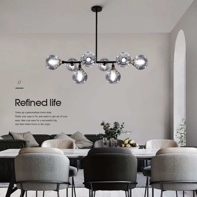 Kitchen Island Pendant Light Nordic Style Island Lighting Fixture with Orb Glass Shade