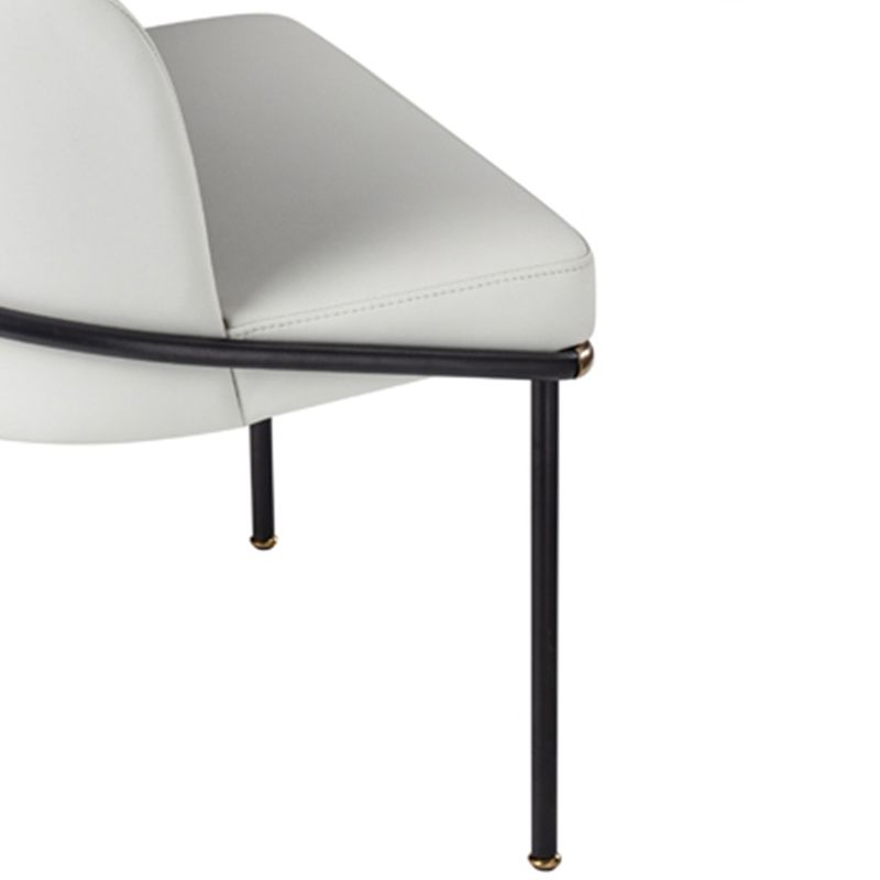 Fixed Back White Lounge Chair Armless Office Chair with Black Legs