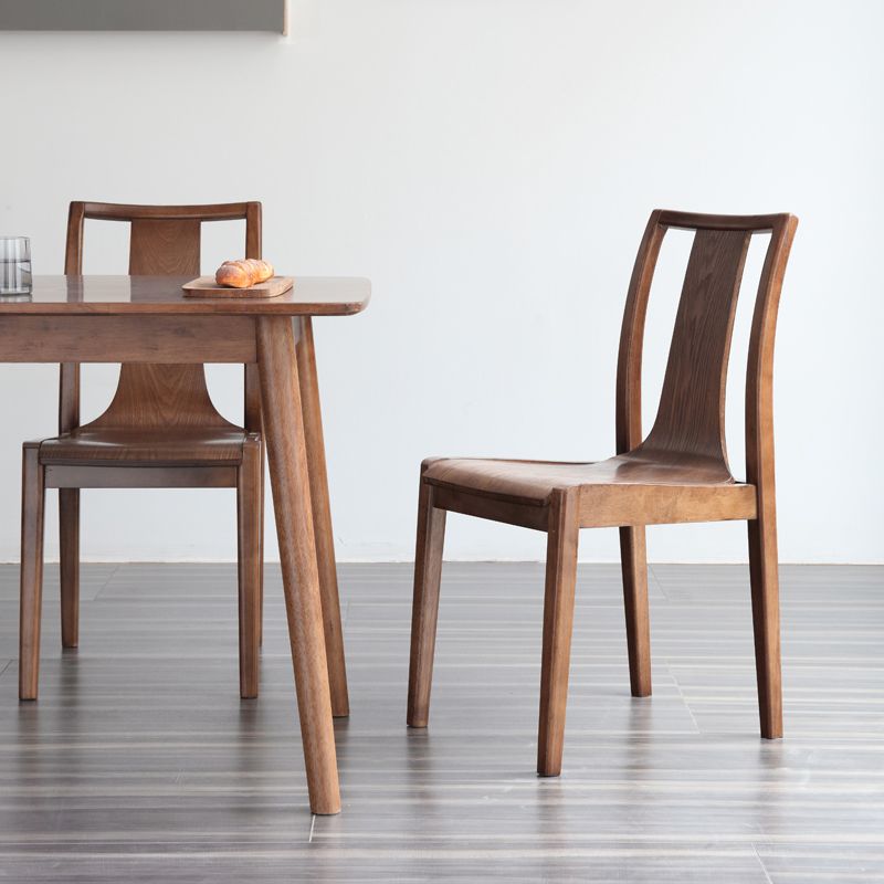 Silla auxiliar de comedor de madera de estilo tradicional, sillas sin brazos con respaldo de listones para cocina (juego de 2)