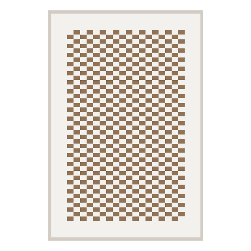 Fancy Plaid Print Area Rug Modern Polyester Area Carpet Non-Slip Backing Rug for Drawing Room