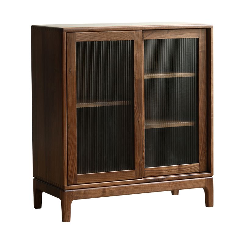 Mid-Century Modern Rectangle Accent Cabinet Solid Wood Brown Accent Cabinet