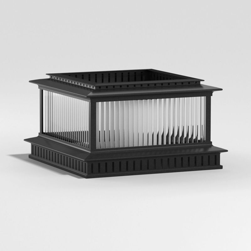 Modern Pillar Lamp Stainless Steel Outdoor Light in Black for Courtyard