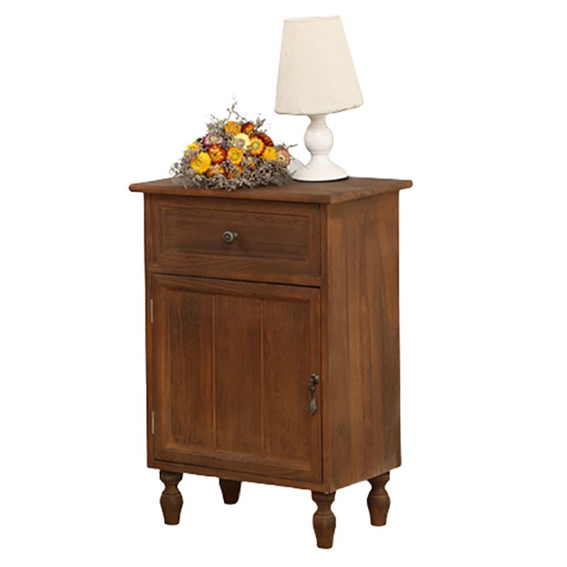 Industrial Accent Cabinet with 1 Door Turned Legs Storage Cabinet with Drawers