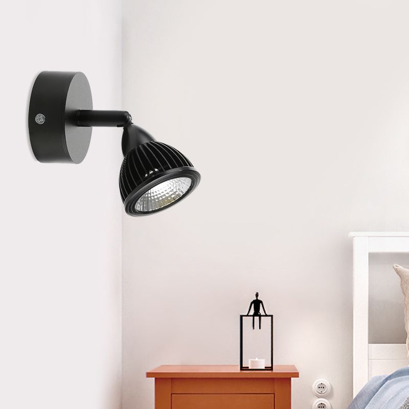 Rotatable Domed Wall Sconce Light Modern Metal LED Black/White Wall Lamp with/without Switch in Warm/White Light