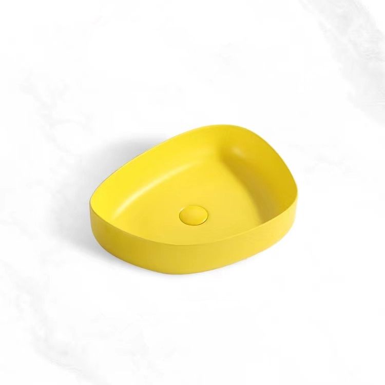 Contemporary Bathroom Sink Porcelain Specialty Vessel Bathroom Sink with Pop-Up Drain
