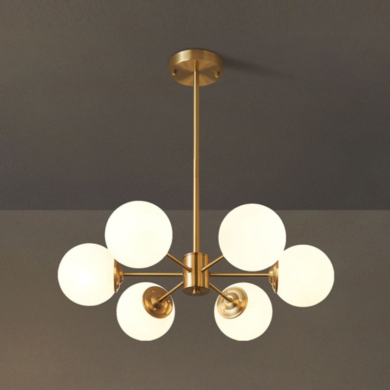 Modern Brass Chandelier Globe Multi Light Chandelier Pendant with Glass for Living Room