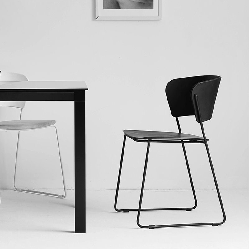 Chaise de salle à manger en métal de style contemporain Chaise de salle à manger sans accoudoirs (Ensemble de 2)