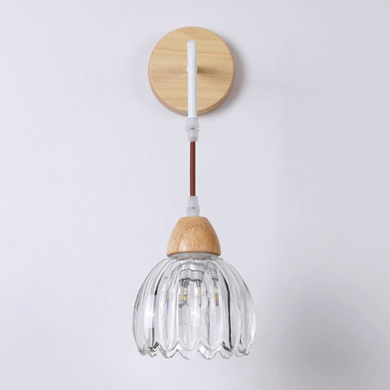 Contemporary Glass Shade Wall Sconce Lighting 1-Light Shade Wall Lamp for Bedroom