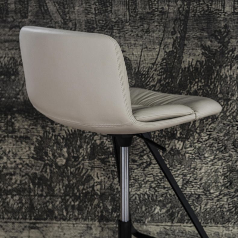 Industrial Adjustable Bar Stools Beige Faux Leather Stools for Home