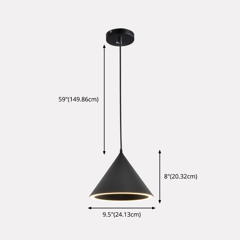 Cone Nordic Modern Pendant Light Metal 1-Light Down Lighting for Dining Room