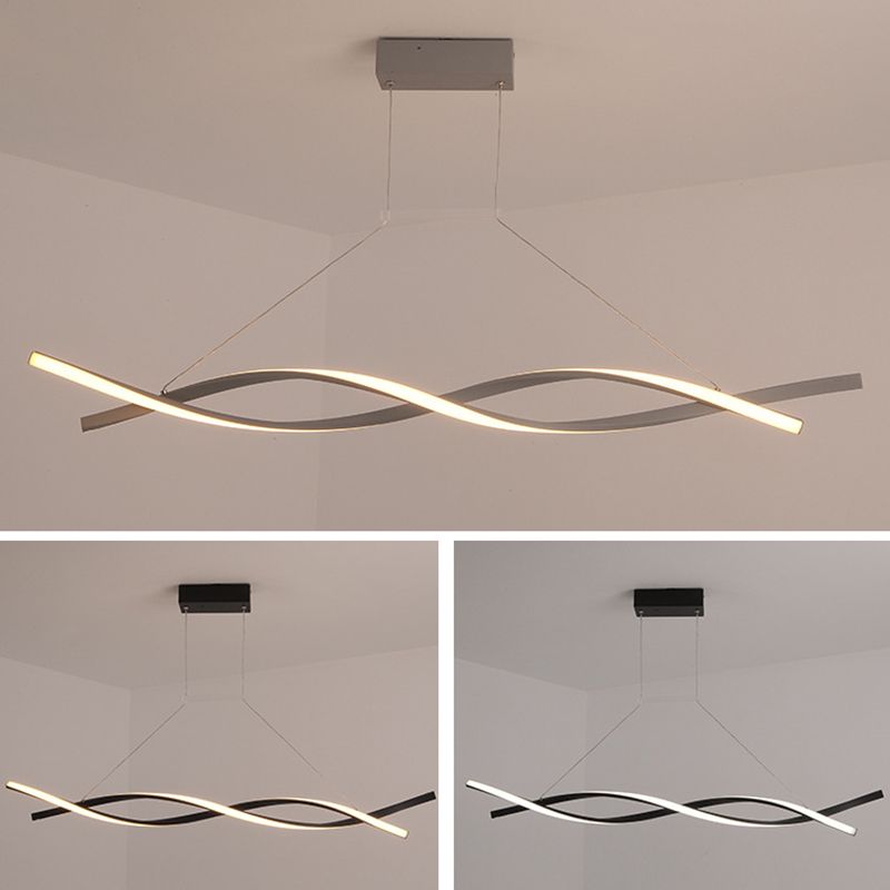 Minimalist LED Island Light Nordic Style Winding Lines Suspension Lighting Fixture for Kitchen Bar