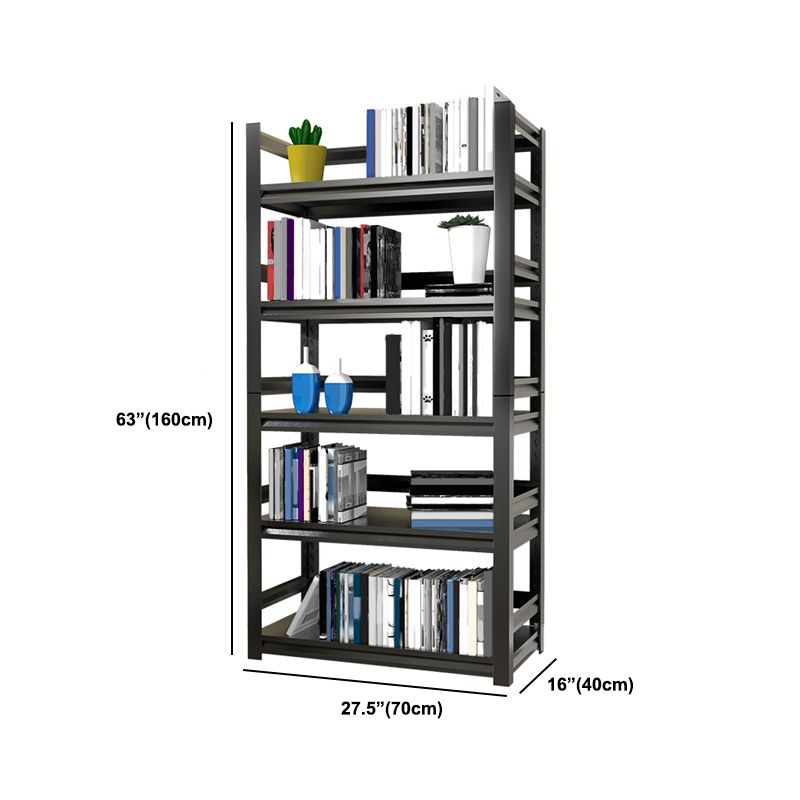 Rectangle Metal Bookcase Modern Closed Back Bookshelf with Shelves
