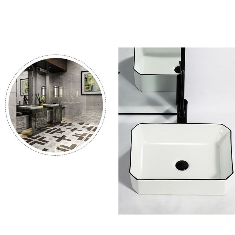 Modern Bathroom Sink Pop-Up Drain Rectangular Trough Sink without Faucet