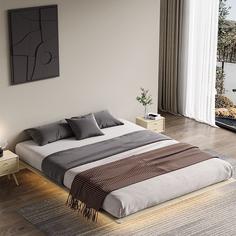 85.43 inch Wide Mid-Century Modern Platform Bed Frame Solid Wood Bed