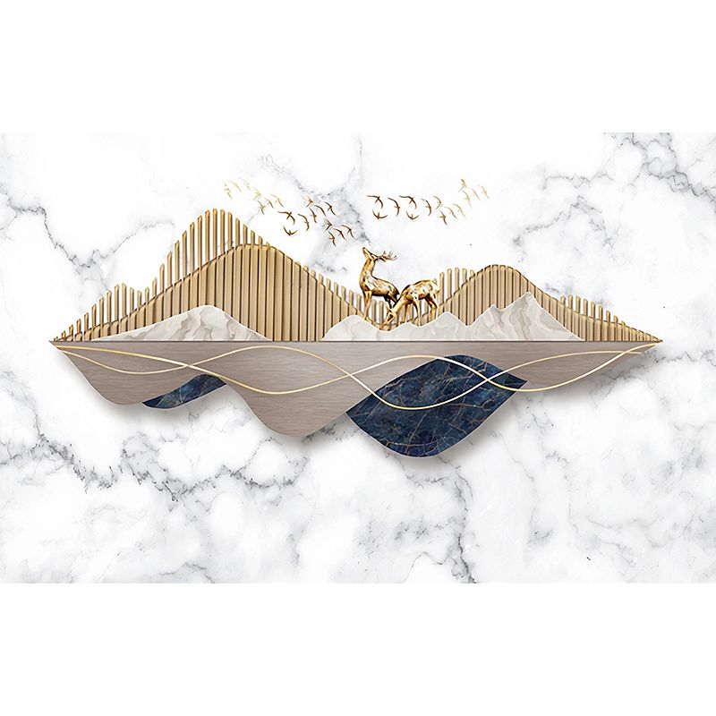 Full Size Illustration Deer Mural for Accent Wall in Marble Color, Personalized Size Available