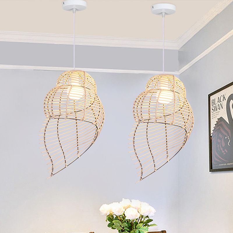 Rattan -Kegelschuhe -Pendellampe Rustikale Einzelkopftropfen Licht für das Restaurant Speisesaal für das Restaurant