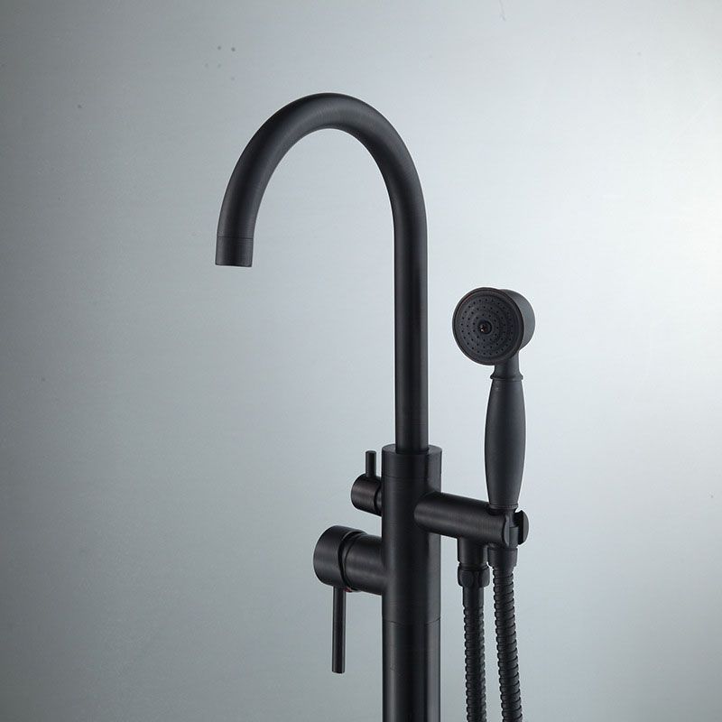 Floor Mounted Freestanding Tub Filler Modern Style Metal Freestanding Tub Filler
