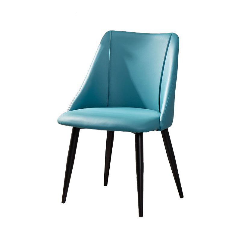 Silla moderna con respaldo sólido, sillas sin brazos con patas de metal para cocina