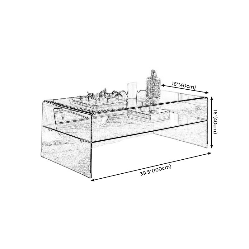 Modern Style Black/transparent Rectangular Coffee Table with Tempered Glass Top