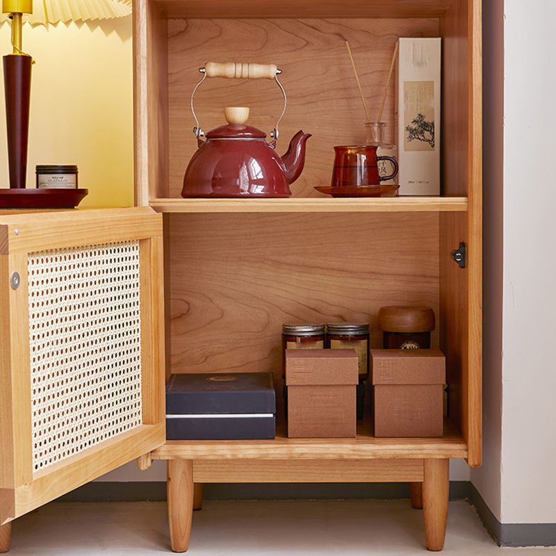 Modern Style Cherry Wood Storage Sideboard Cabinet with Glass Doors