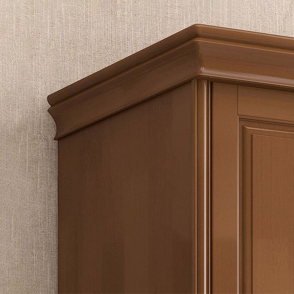 Rubberwood Armoire with Garment Rod Traditional Storage Cabinet with Drawers