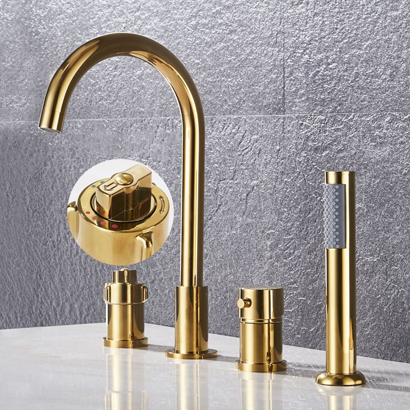 Contemporary Deck Mounted Metal Freestanding Tub Filler High Arc Freestanding Faucet
