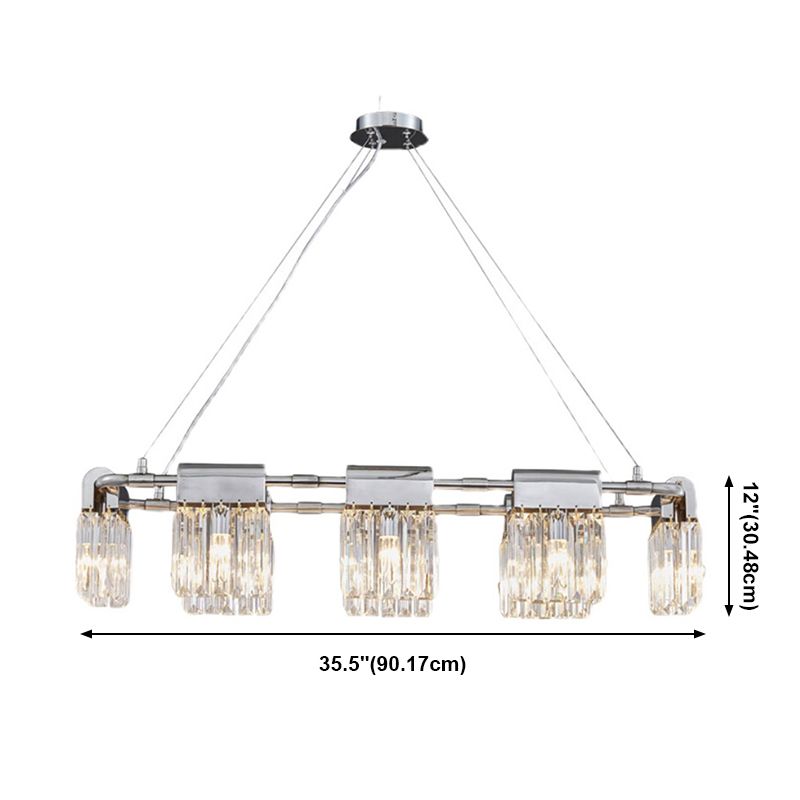 Geometric Island Light Fixtures Modern Crystal 5 Light Island Lights in Silver