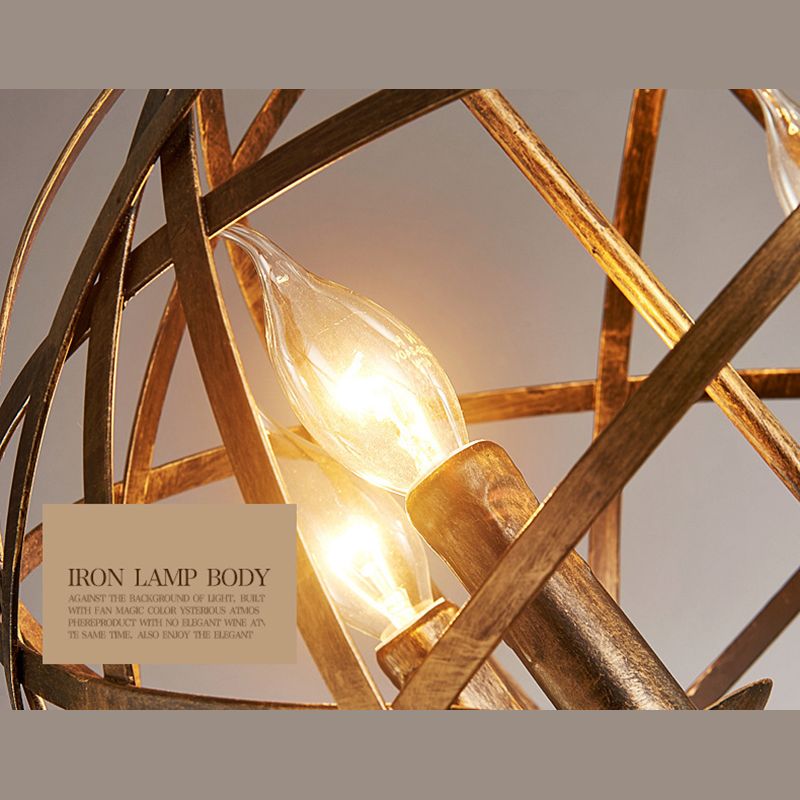 Orb industriale Orb singolo pendente leggera a cinghia Globe in metallo Cage Hanging Lampada per soggiorno