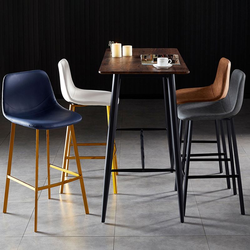Scandinavian Style Bar-stool with Square Leather Seat Counter Stool Kitchen Bar-stool