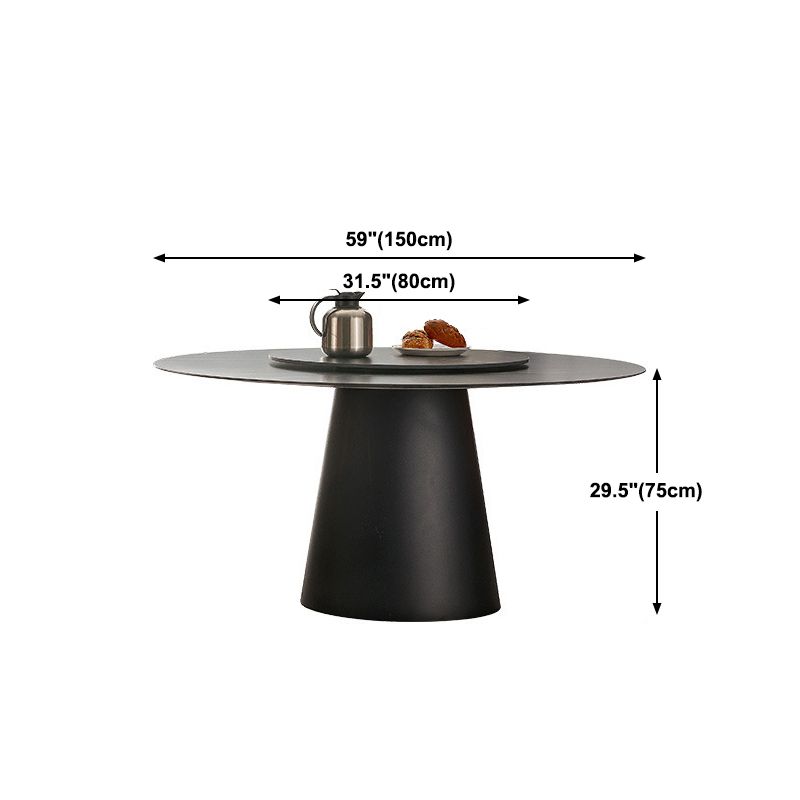 Black Stone Top Dining Table Contemporary Dining Table with Pedestal Base
