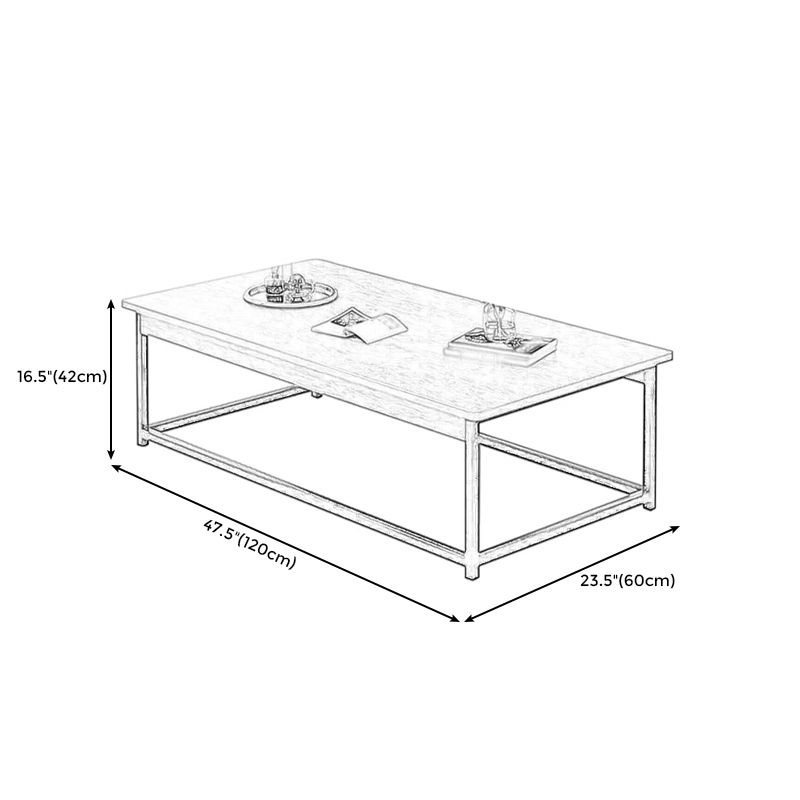 Modern Style Cocktail Table Artificial Wood Tabletop Iron Rectangular Coffee Table