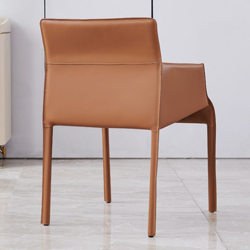 Faux Leather Arm Dining Chairs Orange and Dark grey Side Chair
