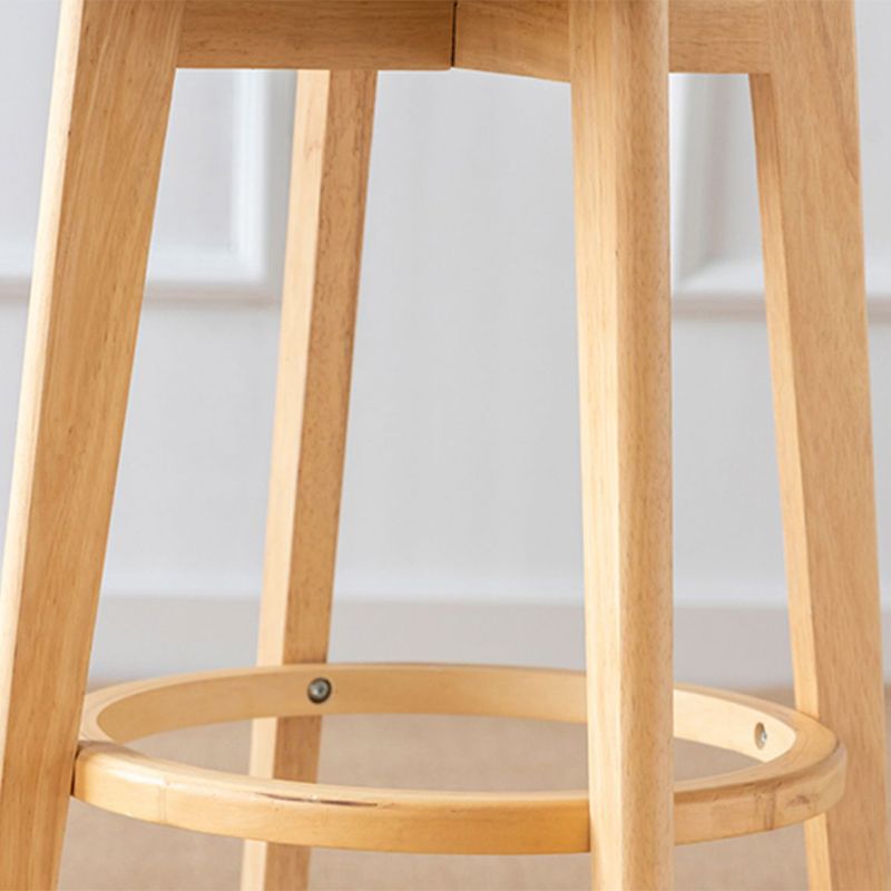 Scandinavian Wood Stool Fabric Upholstered Rectangle Seat Counter Stool in Matte Finish