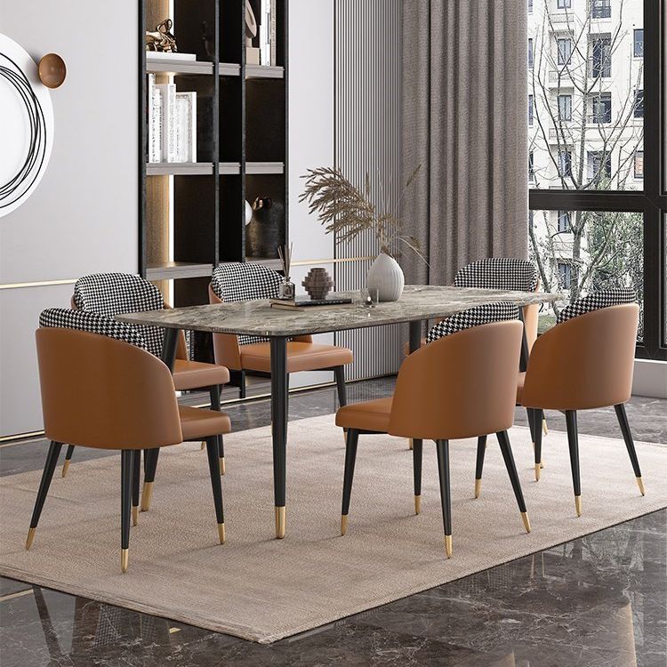 Rectangle Shape Luxury Dining Table Grey Fixed Table with Sintered Stone