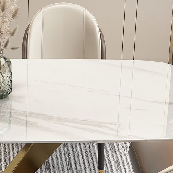 Tavolo da pranzo rettangolare set contemporaneo con scaffale in metallo a forma di X