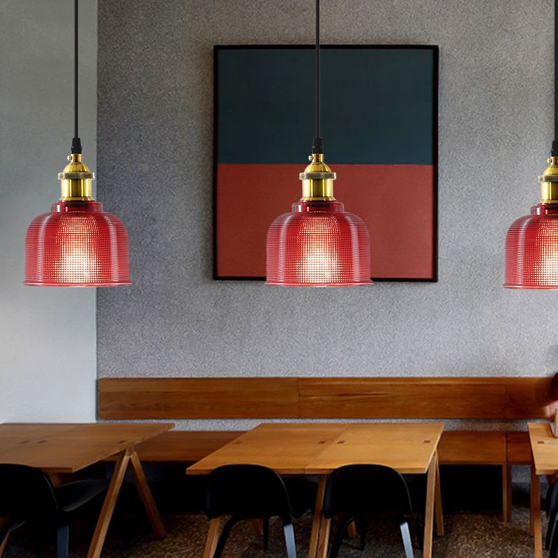 Gitterglas Schüssel-Aufhängung Anhänger Loft Style Single-Bulb-Stangendecke in Messing